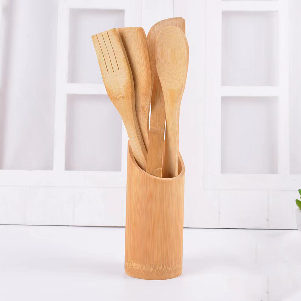 Factory Wholesale Five-Piece Kitchen Utensil Set Non-Stick Bamboo Shovel Rice Spoon Special Long Shovel Bamboo Utensils