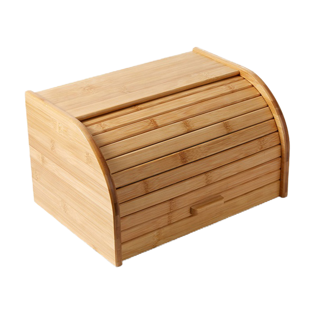 Natural Kitchen Food Storage Roll Top Countertop Bamboo Bread Bin Box with 1-3L Capacity American Style
