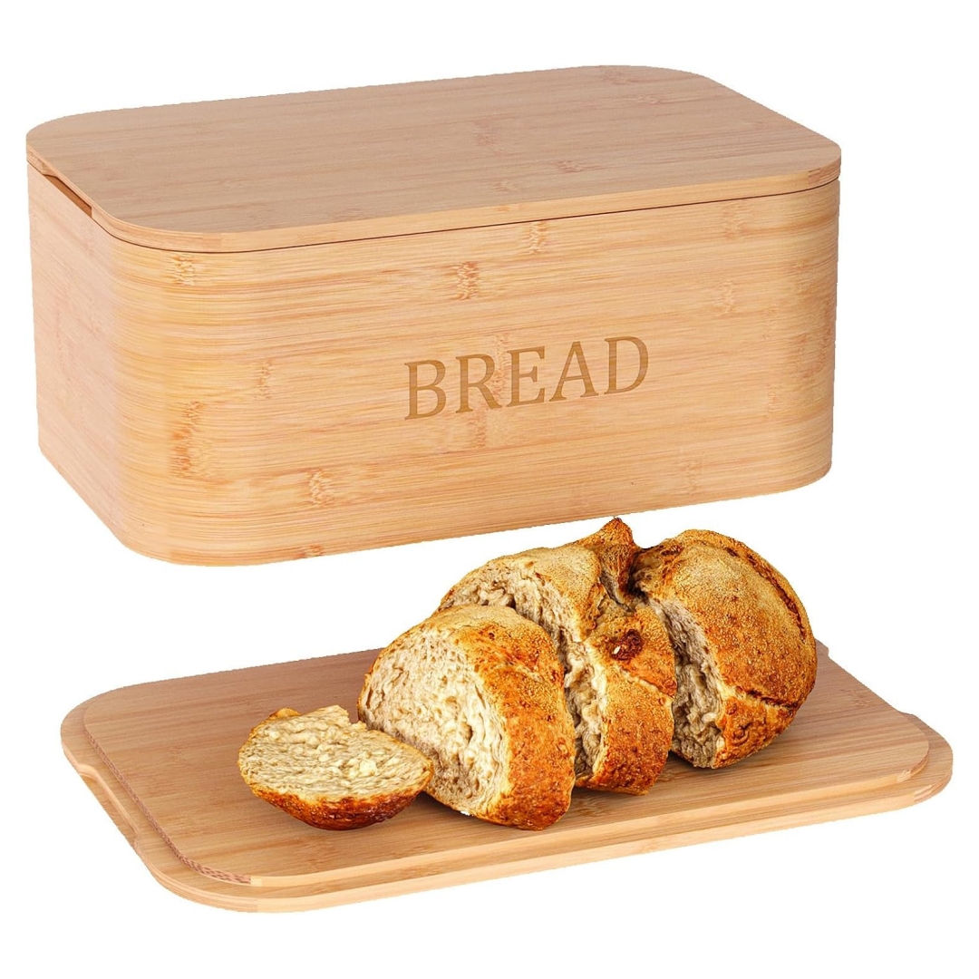 Customizable Modern-Style Bamboo Bread Storage Box Rectangle Food Container Portable 1-3L Capacity Carton Multifunction Office