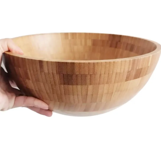 WOQI Custom Catering Equipment Health and Natural Customize Round Bamboo Furit and Salad Bowl
