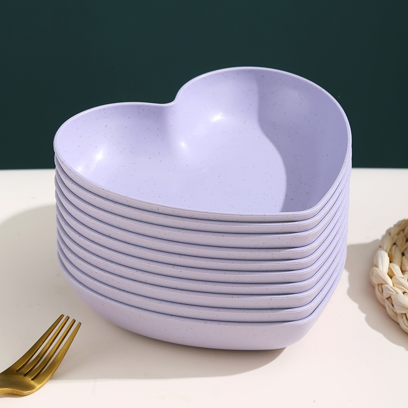 Customized 6-Inch Heart-Shaped Bamboo Fiber Salad Bowl Dishwasher Safe Cute Design for Valentine's Day Parties and Gifts