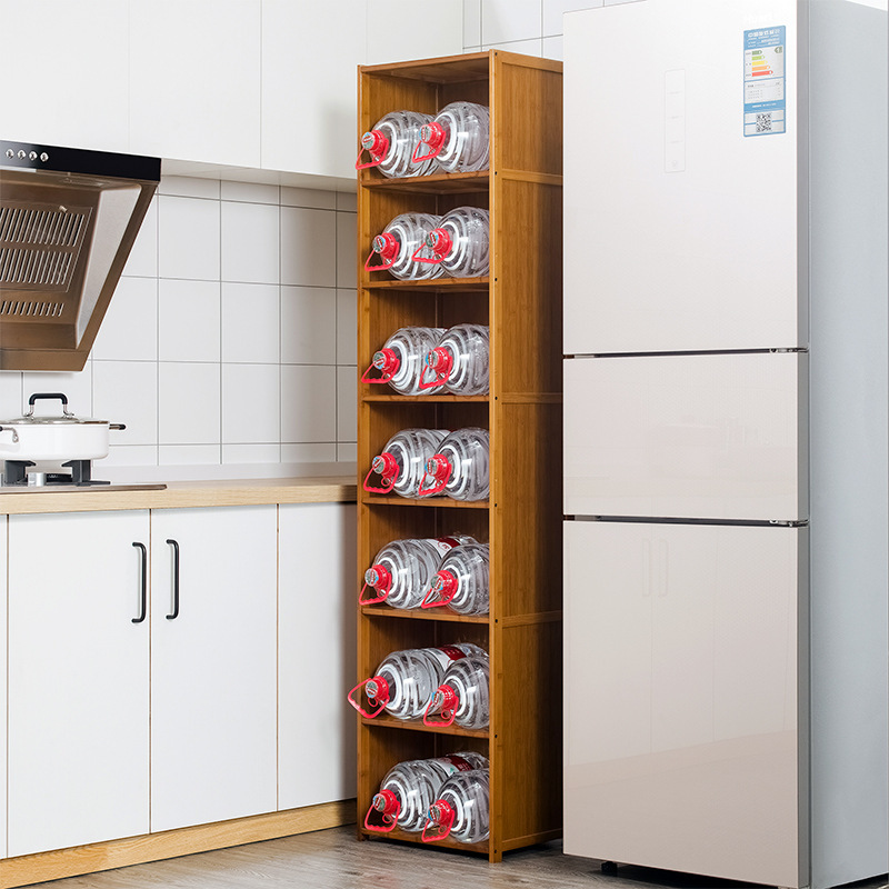 Kitchen Gap Bamboo Storage Rack Multi-Layer Non-Folding Floor Standing Modern Sustainable Rack for Home Spice Storage