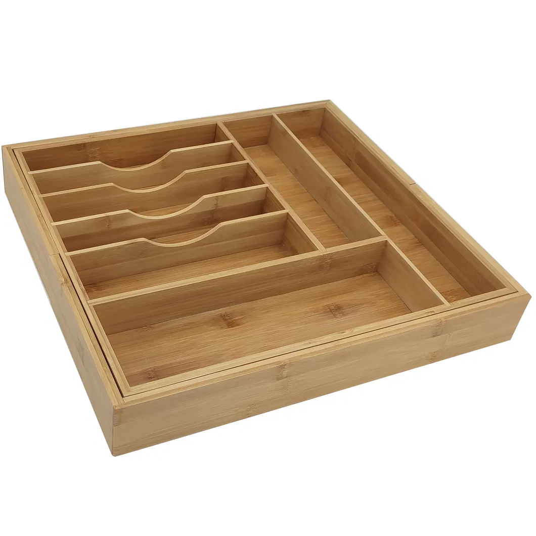 Kitchen Expandable Utensil Drawer Organizer Wooden Bamboo Cutlery Tray