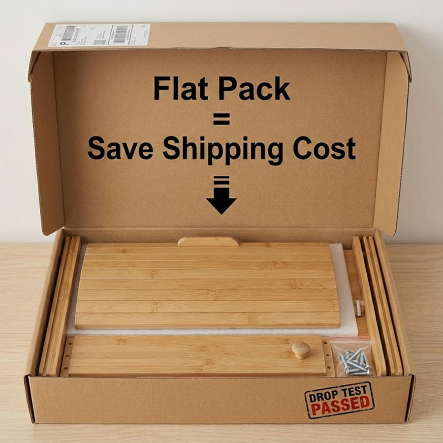Wholesale Large Roll Top Bamboo Bread Box Kitchen Countertop Food Storage Bin Natural Wood Bread Keeper Factory Custom Logo