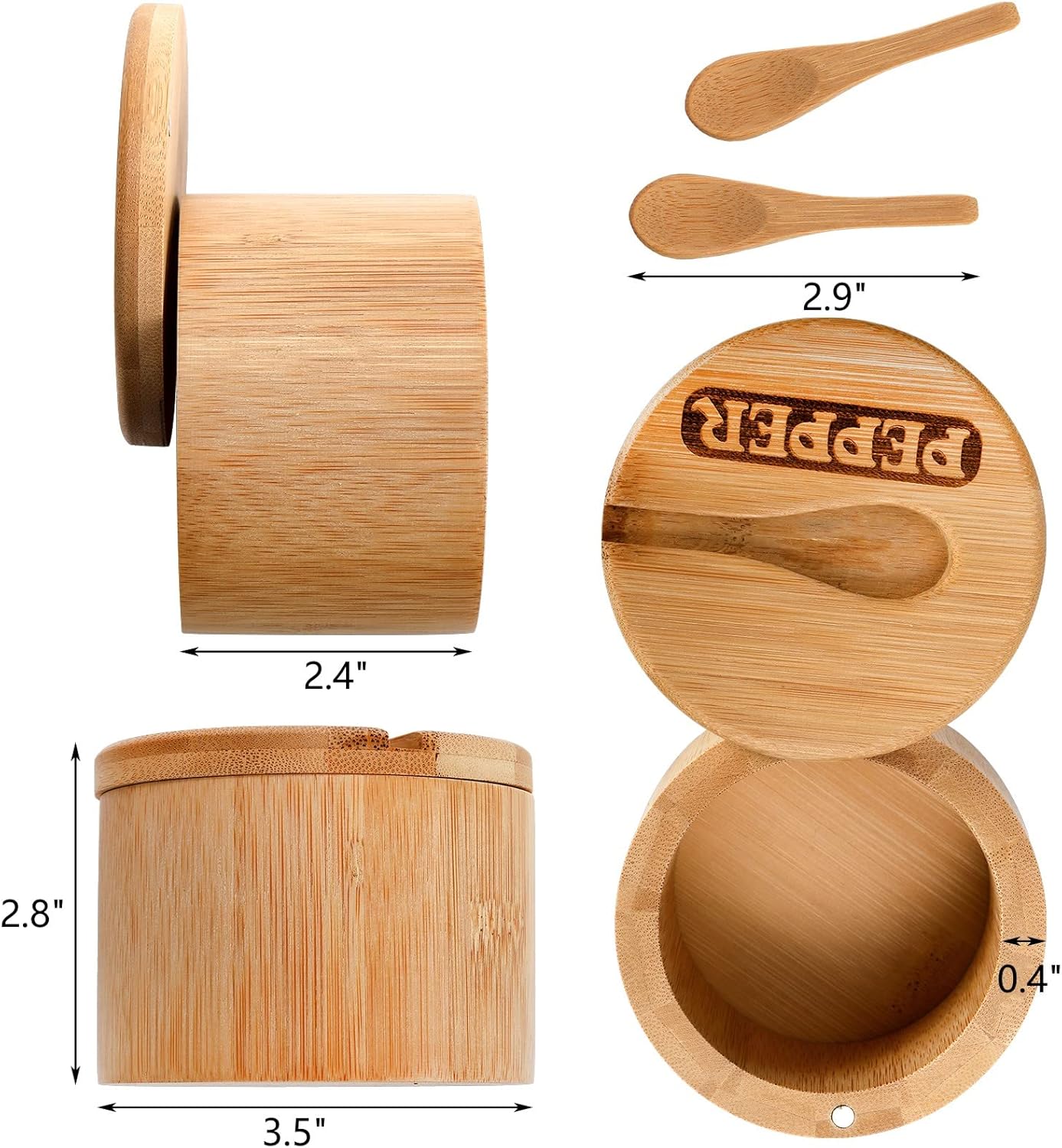 Storage Salt Cellar Bamboo Spice Jar Bamboo Seasoning Box Seasoning Powder for Kitchen Tools