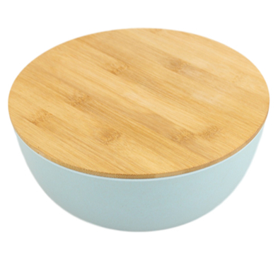9 Inch Bamboo Fiber Round Fruit Bowl Bamboo Fiber Salad Bowl Set With Lid Bamboo Plates