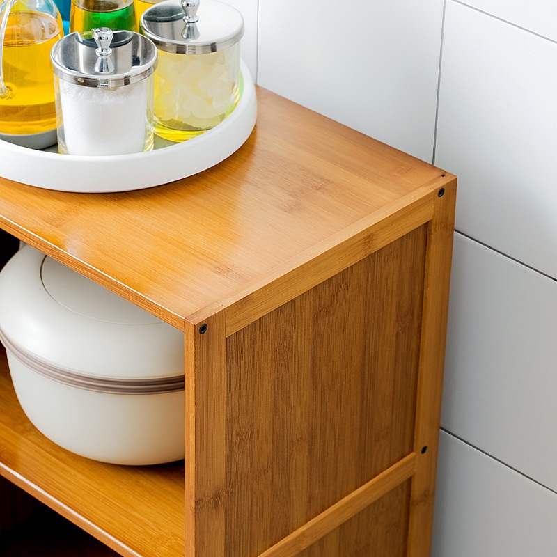 Kitchen Gap Bamboo Storage Rack Multi-Layer Non-Folding Floor Standing Modern Sustainable Rack for Home Spice Storage