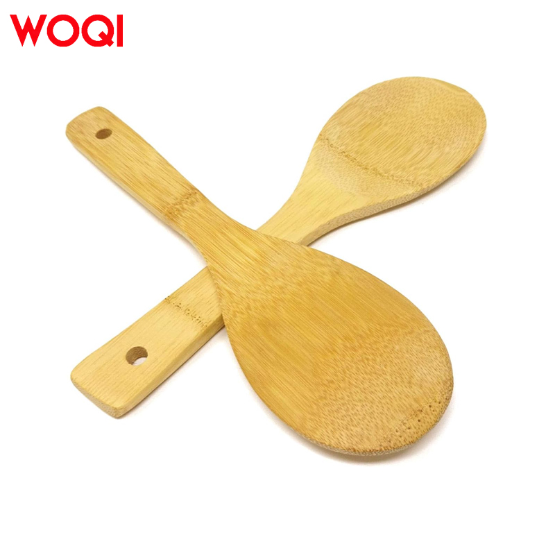WOQI Natural Non-Stick Cookware Set Bamboo Rice Paddles &amp; Wooden Serving Spoon Utensils for Healthy Cooking &amp; Serving