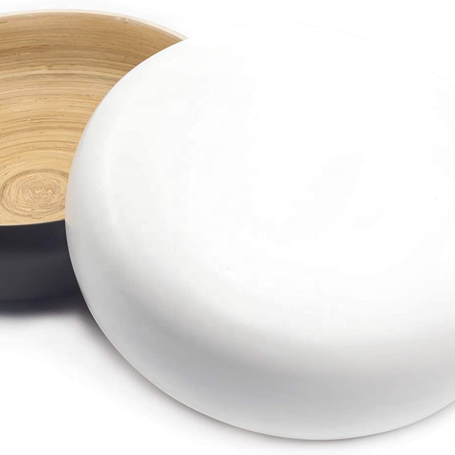 Handmade Bamboo Fruit Bowl, Fiber Bamboo Salad Serving Bowl Eco-friendly Biodegradable Bamboo Salad Bowls Gift Sets Kitchen