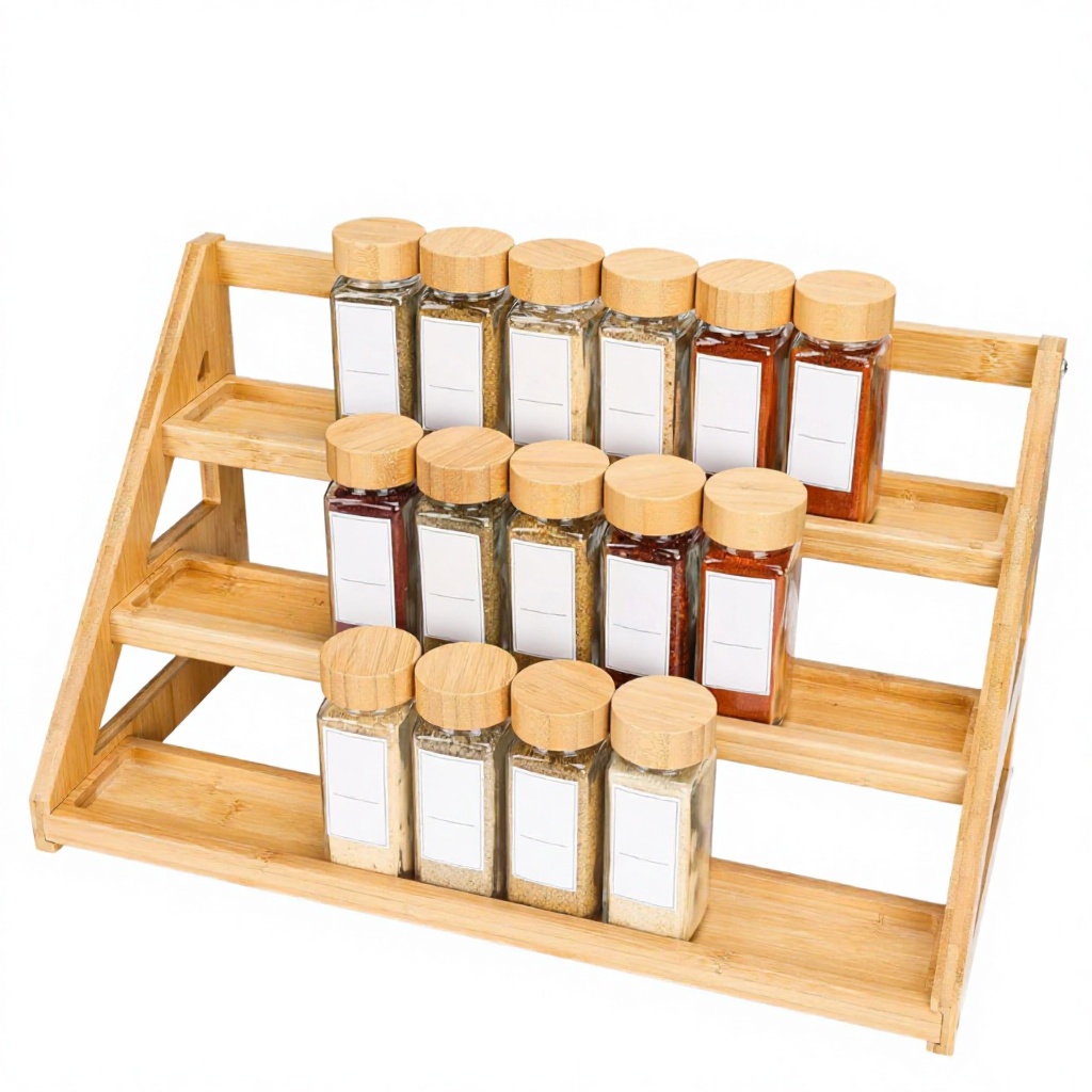 Wholesale Classic Kitchen Bamboo Three-Layer Multifunction Spice Rack Organizer for Countertops and Cabinets