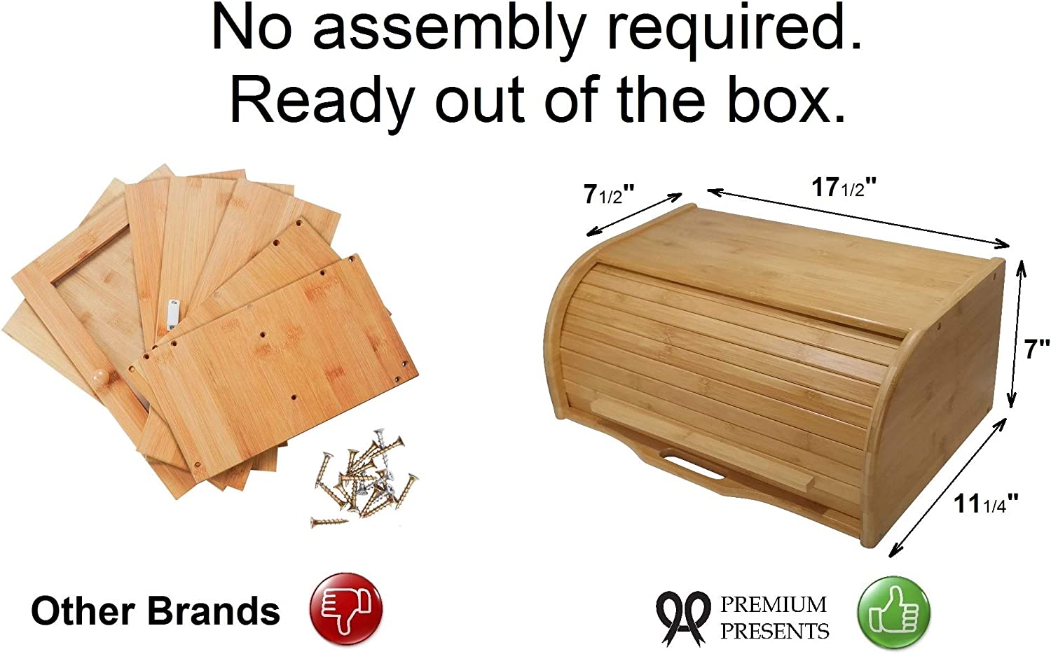Hot Selling Kitchen Countertop Storage Container Box Bamboo Bread Box