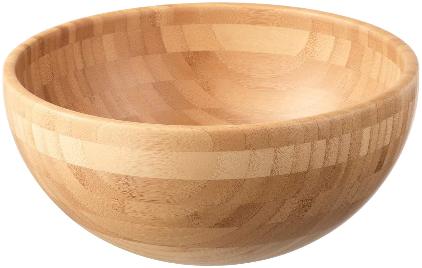 Large Handmade 100% Natural Round Salad Bamboo Wooden Bowl
