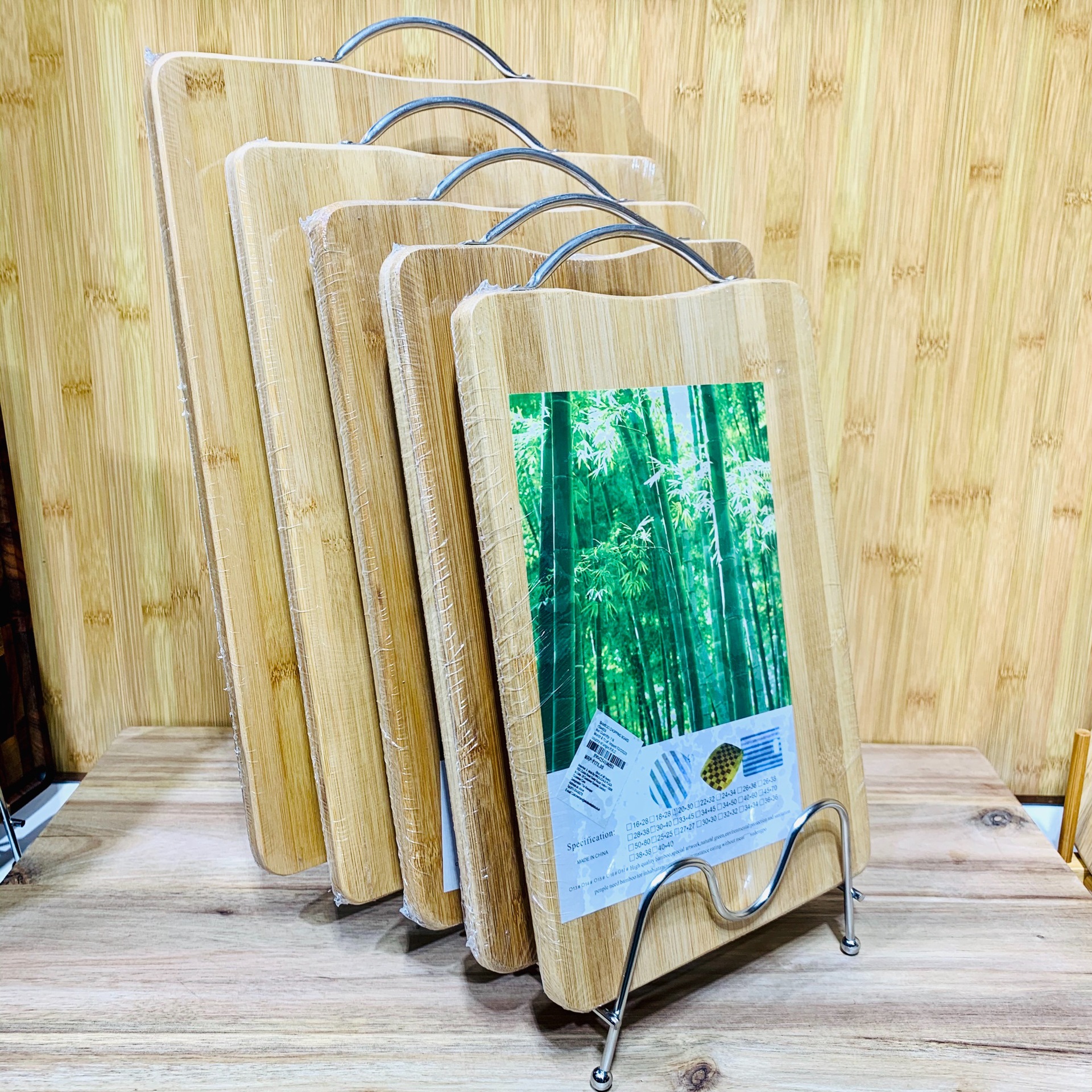 Custom Wholesale Large Kitchen Vegetable Meat Bamboo Wood Wooden 3 Piece Chopping Cutting Blocks Board Set of 3 With Handle