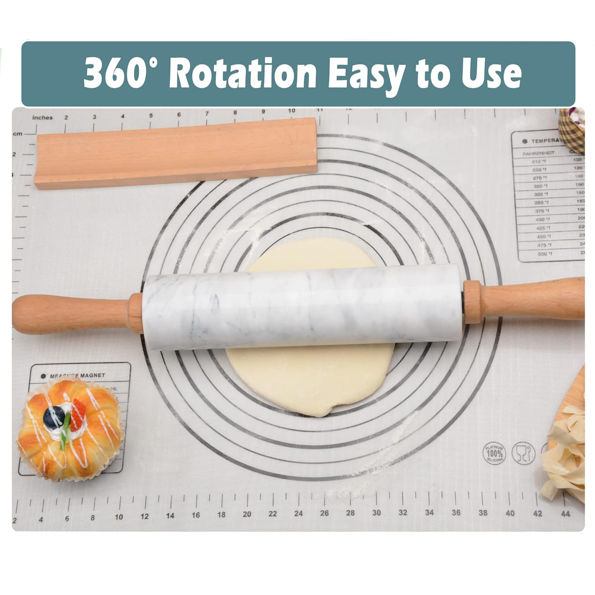 Eco-Friendly Bamboo Rolling Pin with Wooden Handle Dough Roller for Baking and Pastry Tools
