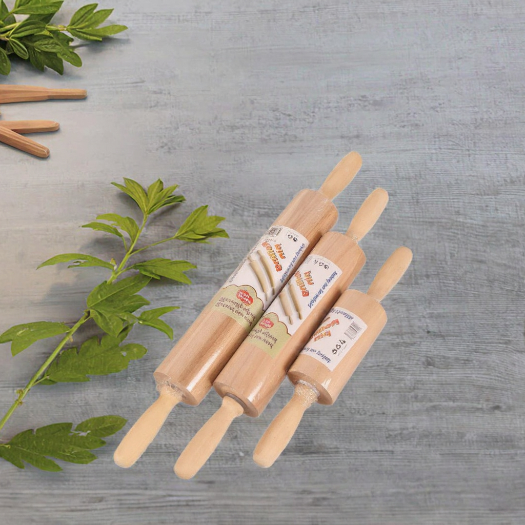 Wood Rolling Pins Set Of 3 Natural Bamboo Kitchen Baking Tools For Dough Handling
