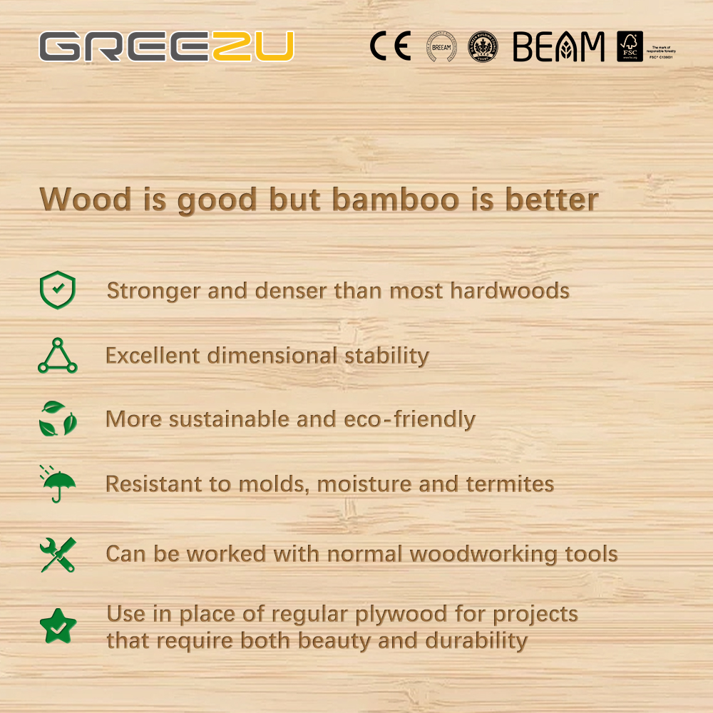 Custom Bamboo Plywood 4x8ft 3mm 4mm 6mm 8mm 9mm 12mm 15mm Bamboo Slabs 18mm 25mm 30mm Bamboo Plywood Laminated Particle Board