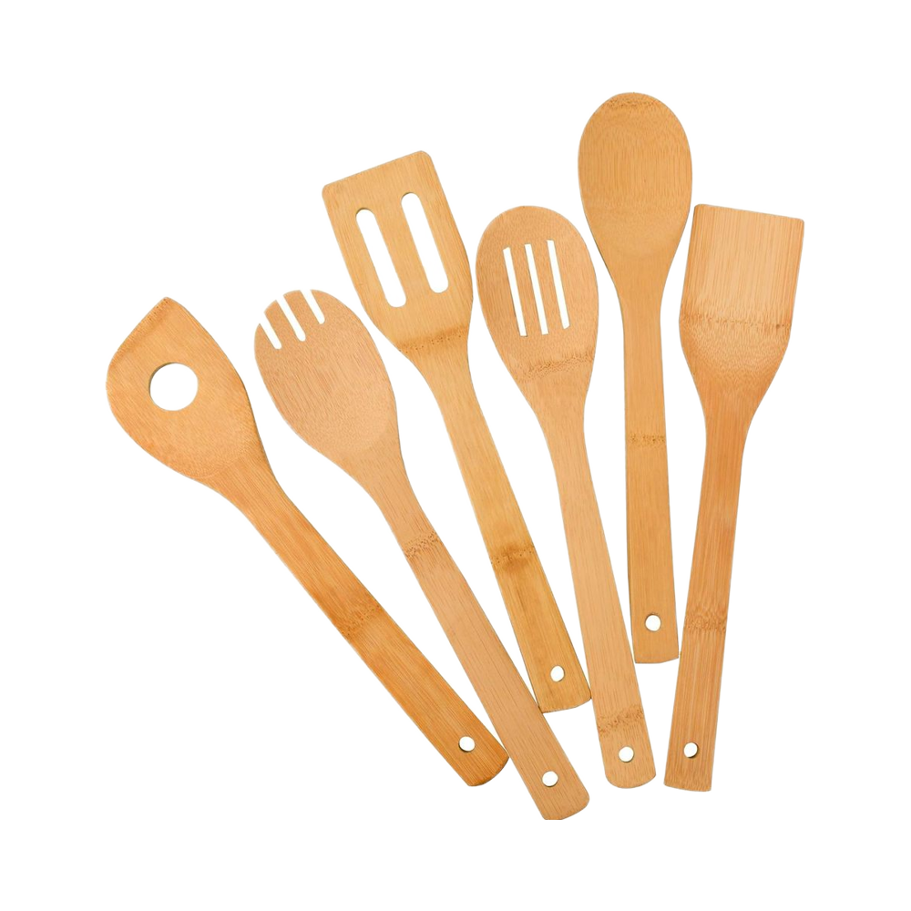 Kitchen Nonstick Spatula Tools 6-Piece Sustainable Eco-Friendly Natural Bamboo Heat-Resistant Cooking Utensil Set Ruichang