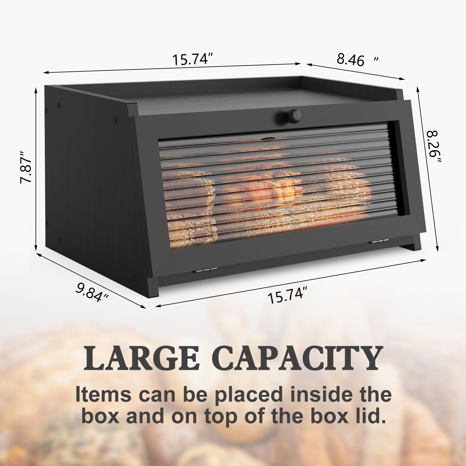 Custom Kitchen Accessories Bamboo Corner Bread Box with Magnetic Lid Large Capacity Modern Design for Food Storage &amp; Bakery Use