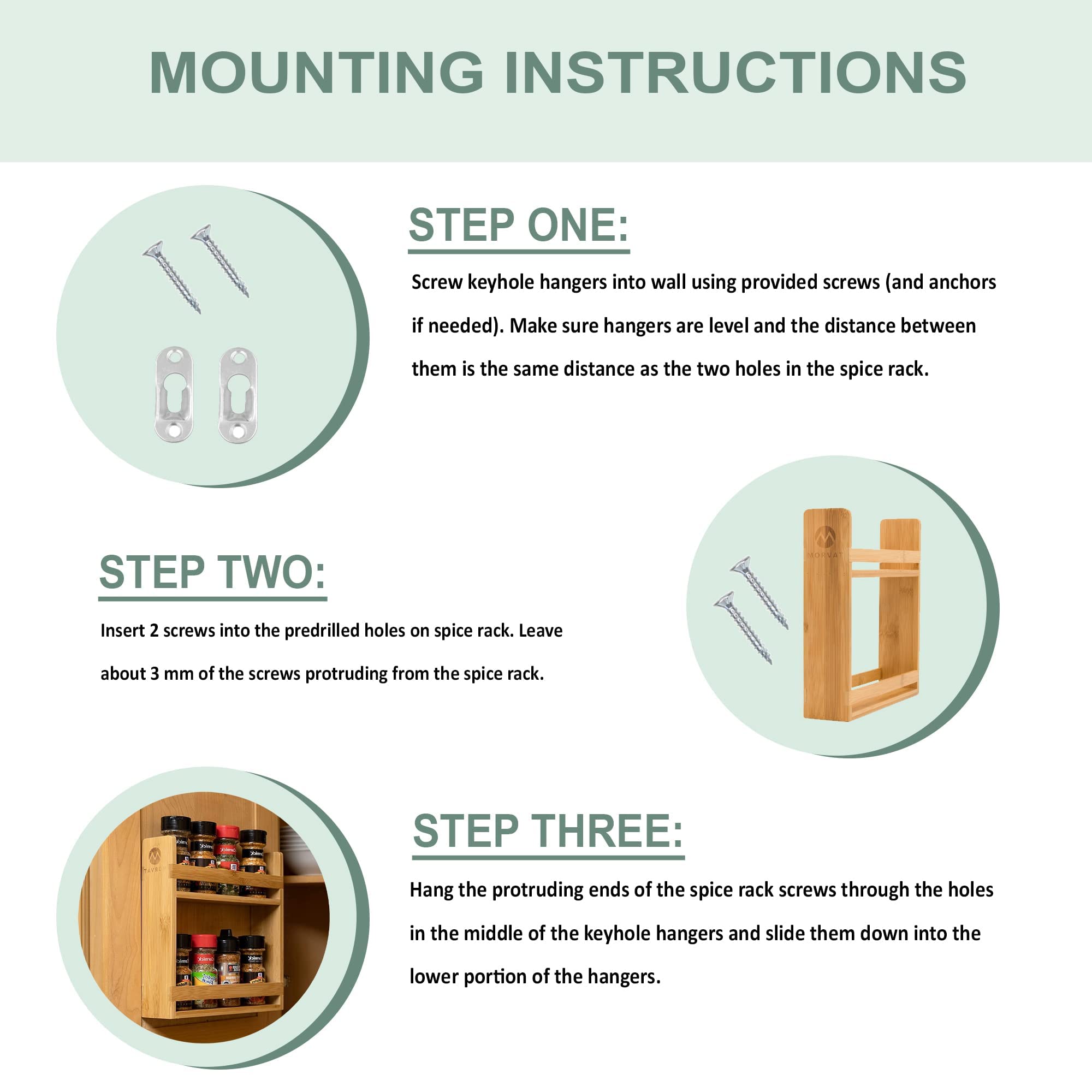 Bamboo Wood Three-Layer Foldable Standing Type Spice Rack for Kitchen