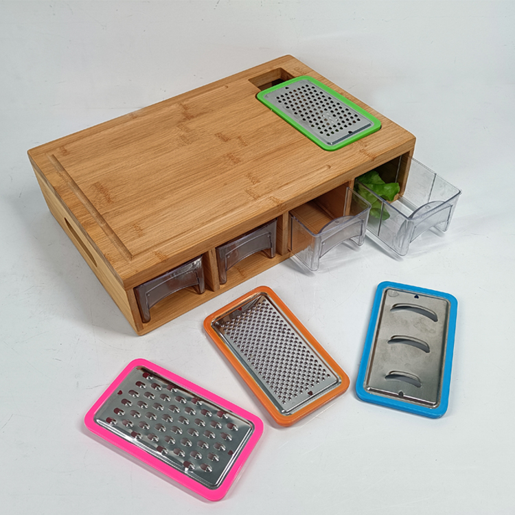 High Quality Cutting Board with Containers Cutting Boards Bulk Wooden Bamboo Cutting Board With Four Drawers and Graters