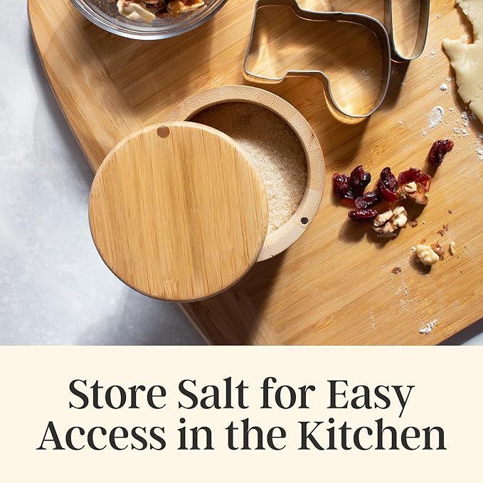 Totally Bamboo Salt Cellar with Swivel Lid That Bamboo Spice Box Storage Container for Kitchen Storage with Magnetic Closure