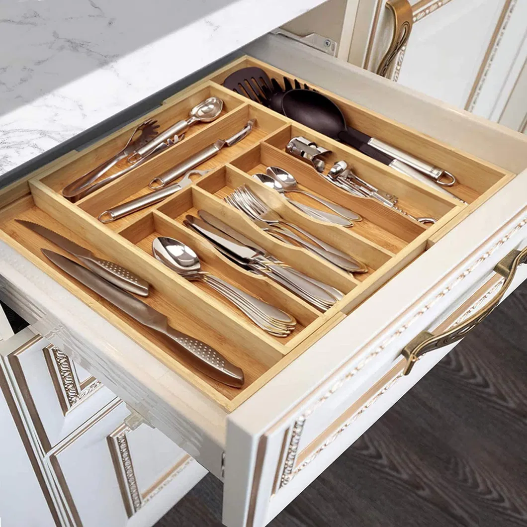 Stylish Bamboo Cutlery Organizer Tray for Contemporary Kitchens
