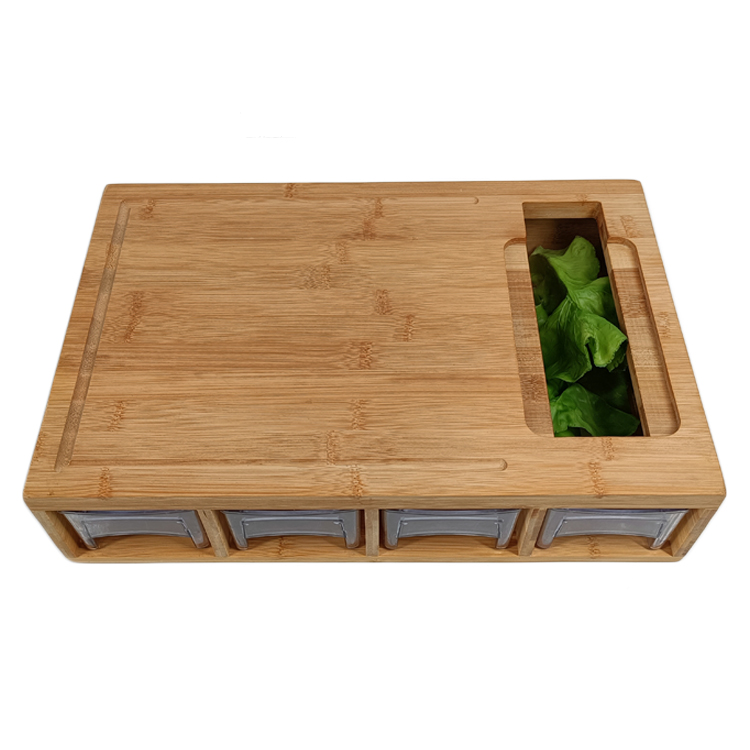 High Quality Cutting Board with Containers Cutting Boards Bulk Wooden Bamboo Cutting Board With Four Drawers and Graters