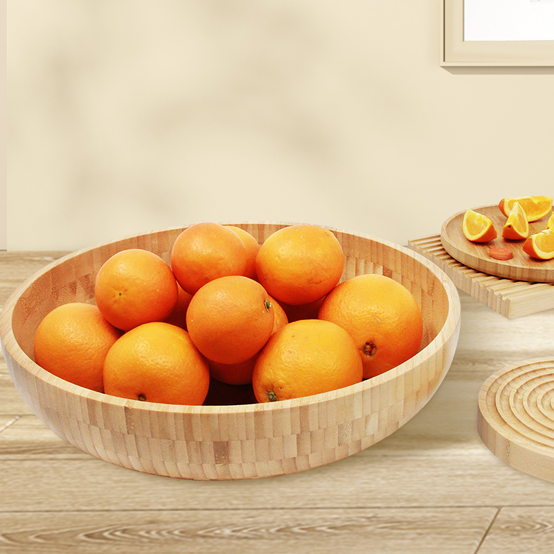 Wholesale 100% Natural Bamboo Salad Bowl Handmade Customized round Bowl for Fruit Polished Kitchenware Sustainable Option