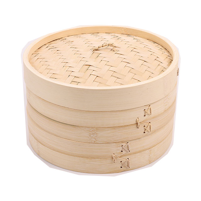10 Inch Two Cages Natural Bamboo Steamer with Rectangular Design Eco-Friendly Food Grade Customizable Sizes No Pot Cover