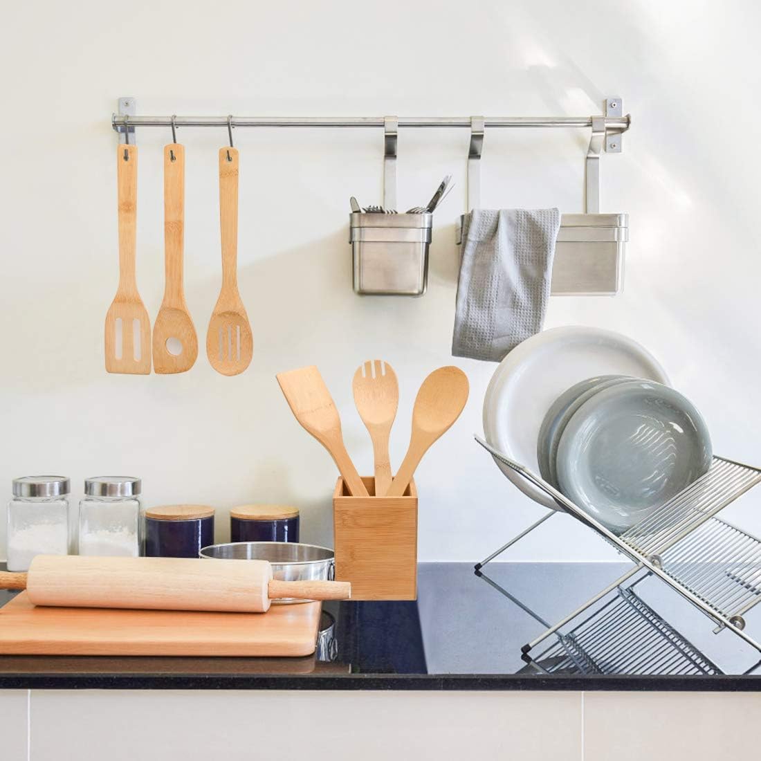 Kitchen Nonstick Spatula Tools 6-Piece Sustainable Eco-Friendly Natural Bamboo Heat-Resistant Cooking Utensil Set Ruichang
