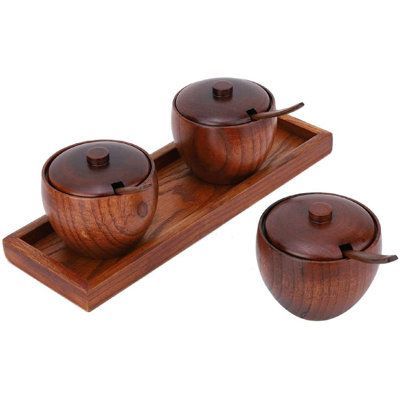 Natural House Bamboo Polished Luxury Seasoning Spice and Salt Box Cellar Salt Keeper with Removable Lid for Party Use