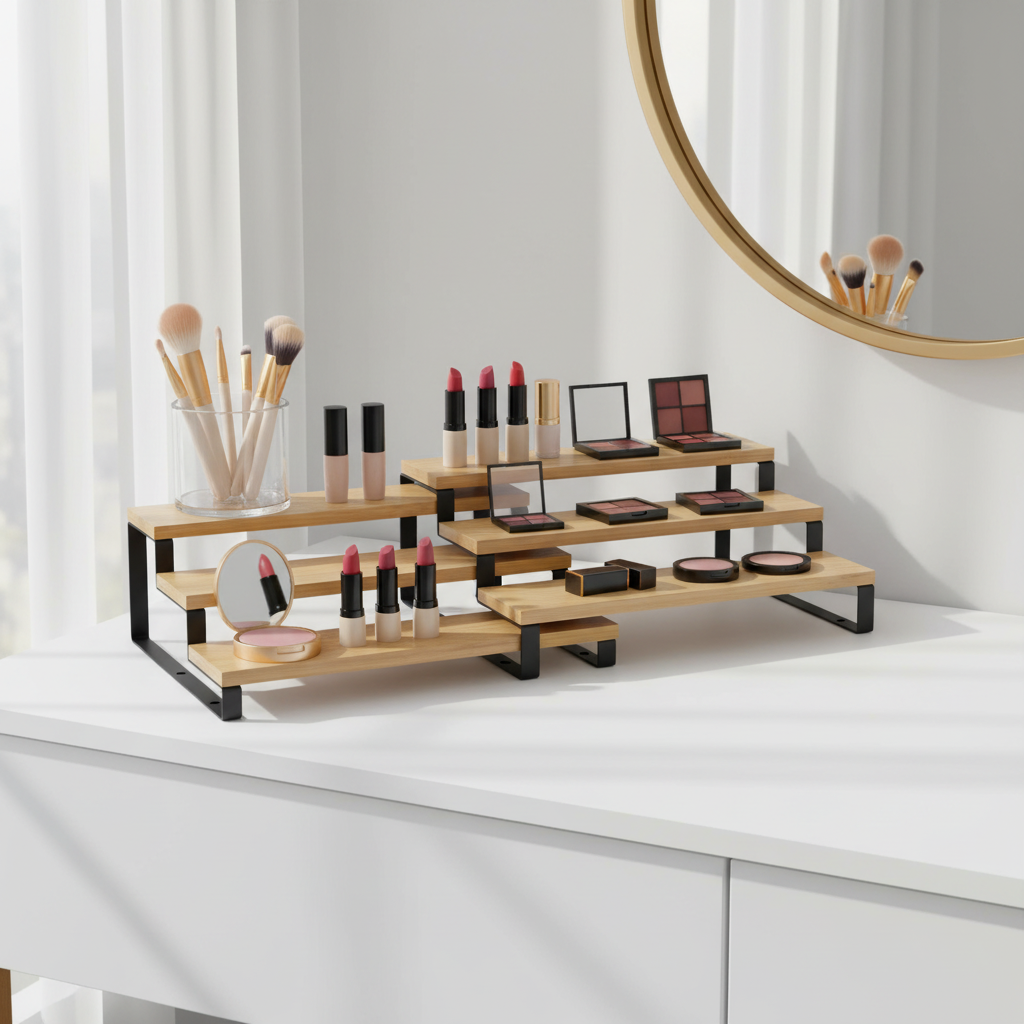 Nature Bamboo Home Garden Cosmetic Storage Cabinet Rack Kitchen Spice Shelves Organizer for Office Livingroom Space Save