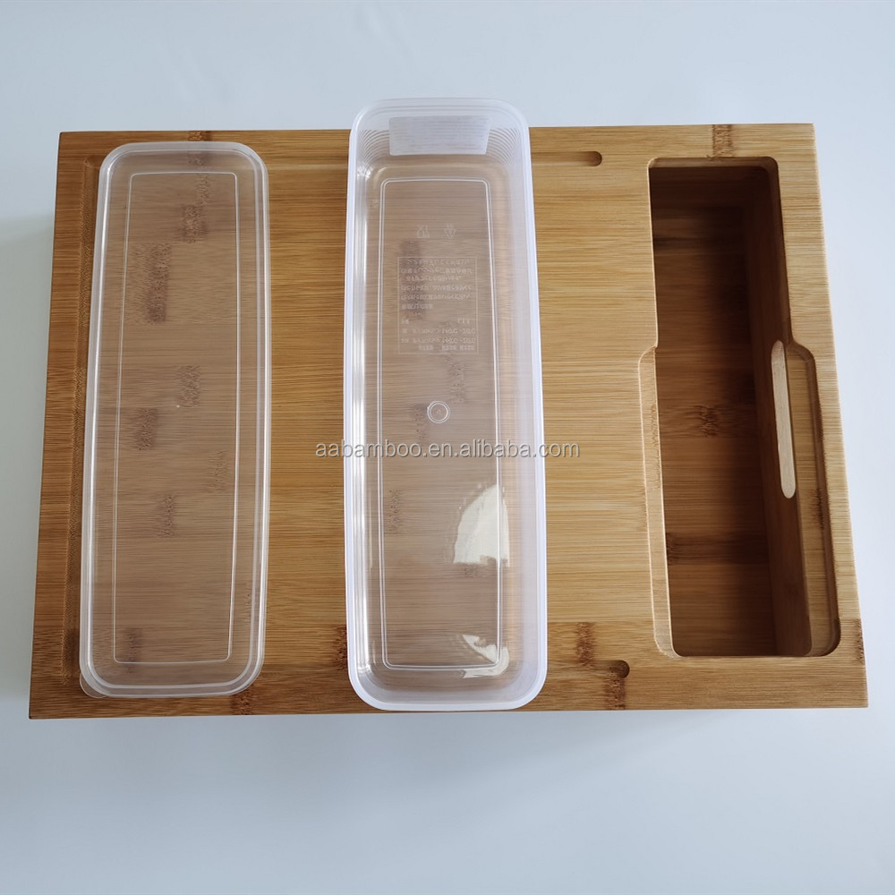 Bamboo Wooden Cutting Board with Containers Grater Storage Box