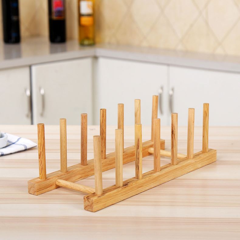 Hot Sale Bamboo Dish Drying Rack Kitchen Tools Dish Wooden Plate Rack