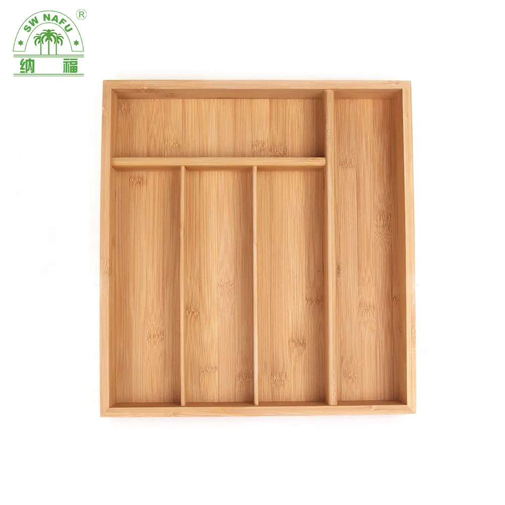 Bamboo Silverware Drawer Organizer Kitchen Utensil Holder and Cutlery Tray with Divider