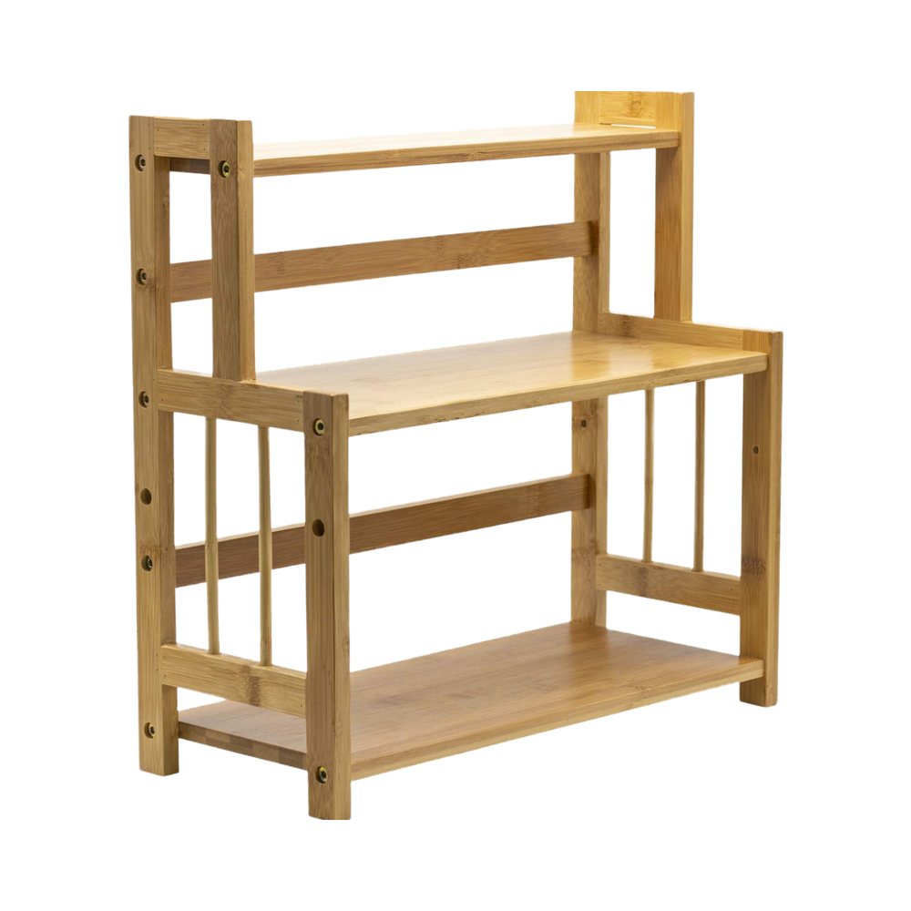 Custom 3-Tier Bamboo Folding Multifunction Spice Rack Standing Pantry Shelf Kitchen Countertop Storage Holder Organizer