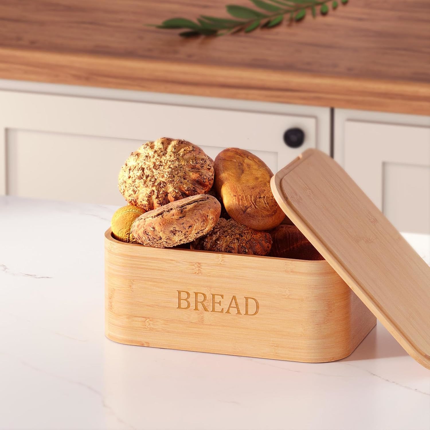 Customizable Modern-Style Bamboo Bread Storage Box Rectangle Food Container Portable 1-3L Capacity Carton Multifunction Office