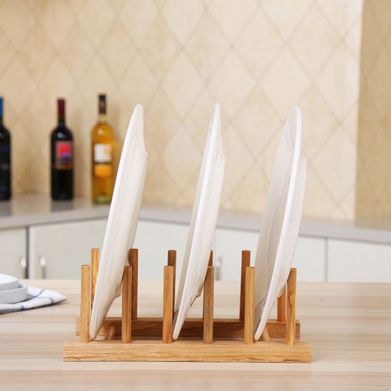 Hot Sale Bamboo Dish Drying Rack Kitchen Tools Dish Wooden Plate Rack