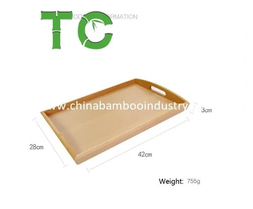 Wholesale Solid Beech Wood Serving Tray Cutlery Tray Food Coffee Serving Tray with Handle Breakfast Tray