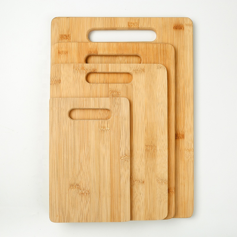 Wholesale Bulk Customized Organic Bamboo Cutting Board Set 4-Piece Kitchen Chopping Blocks Natural Wood Handle Cheap Natural