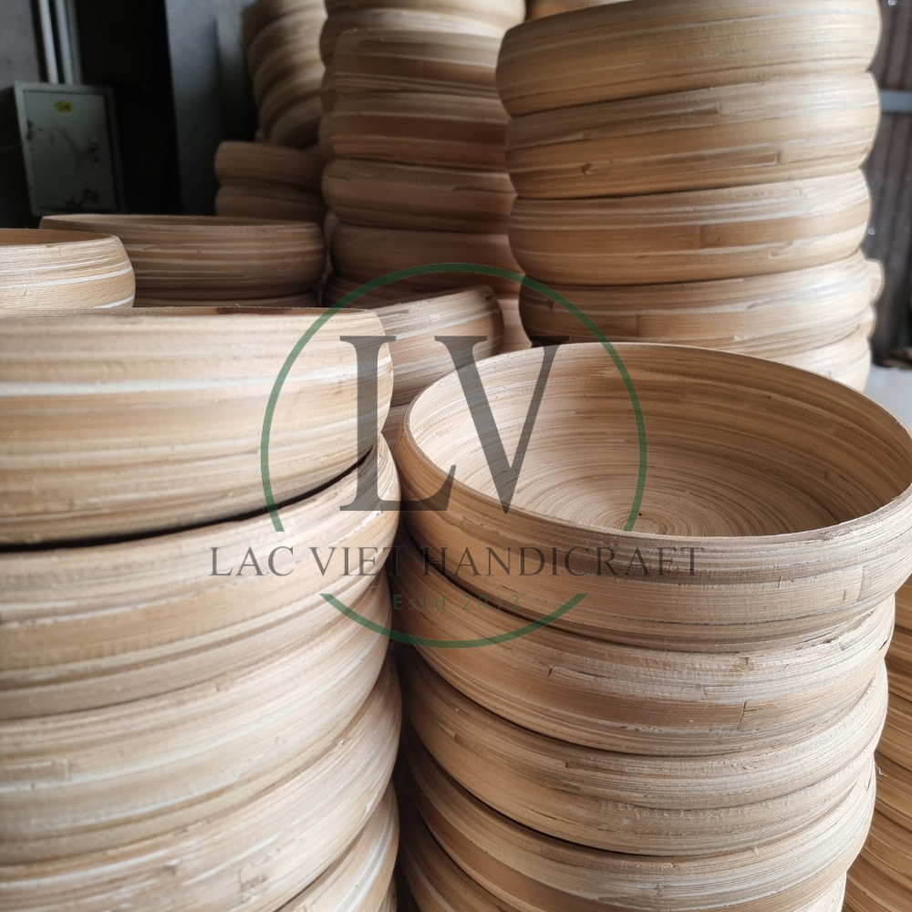 Wholesale Set 3 Spun Bamboo Salad Bowls Handmade 100% Eco-Friendly Silver Classic Polished Design Custom Logo Size Made Vietnam