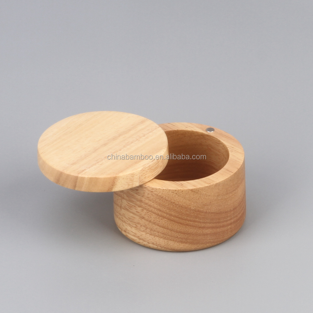 2022 Laser Customized Wood Salt Cellar Bamboo Salt Box