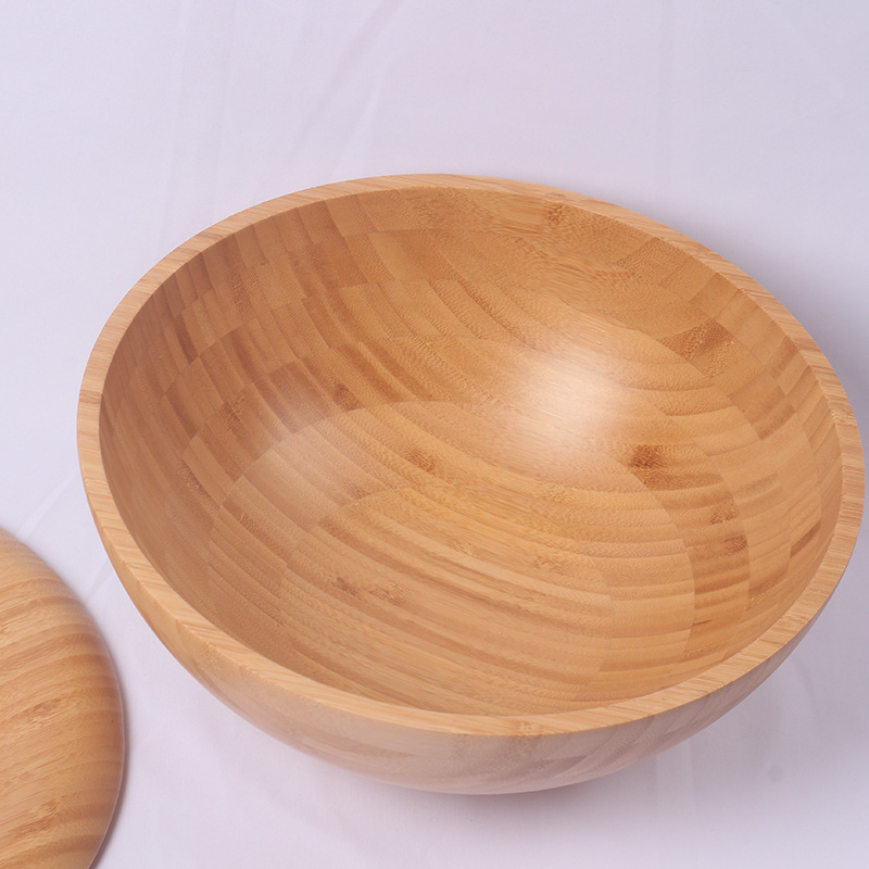 Large Modern Eco-Friendly Bamboo Salad Bowl with Lid for Wedding Holiday Parties BBQs Soup Fruit Handcrafted Serving Bowl