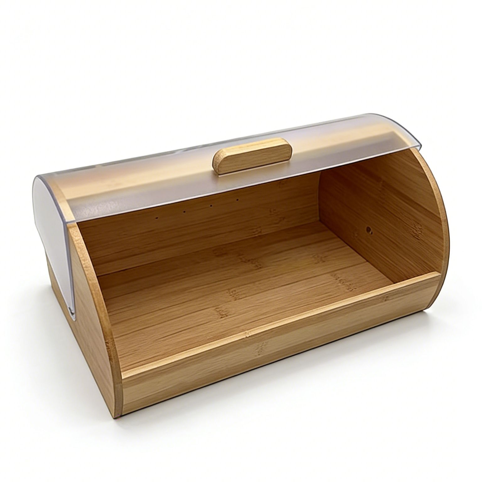 Bamboo Modern Eco-Friendly Bread Storage Box See-Through Roll Top 3-6L Countertop Food Container Home Commercial