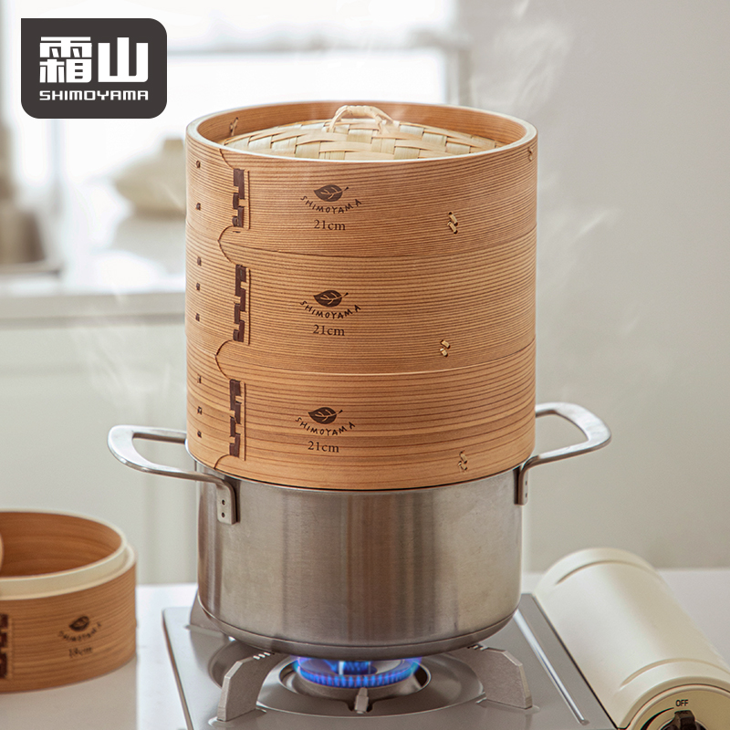 SHIMOYAMA Chinese Bamboo Steamers Basket For Dim Sum Soup Dumpling Cooking Bamboo Steamer
