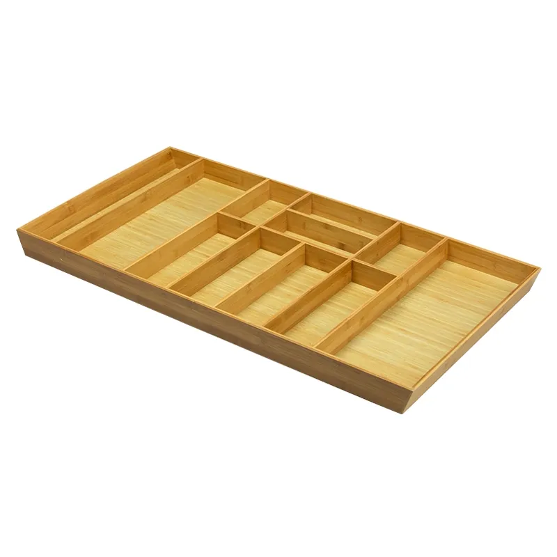 Bamboo Kitchen Cutlery Tray Utensil Drawer Organizer Storage with Dividers