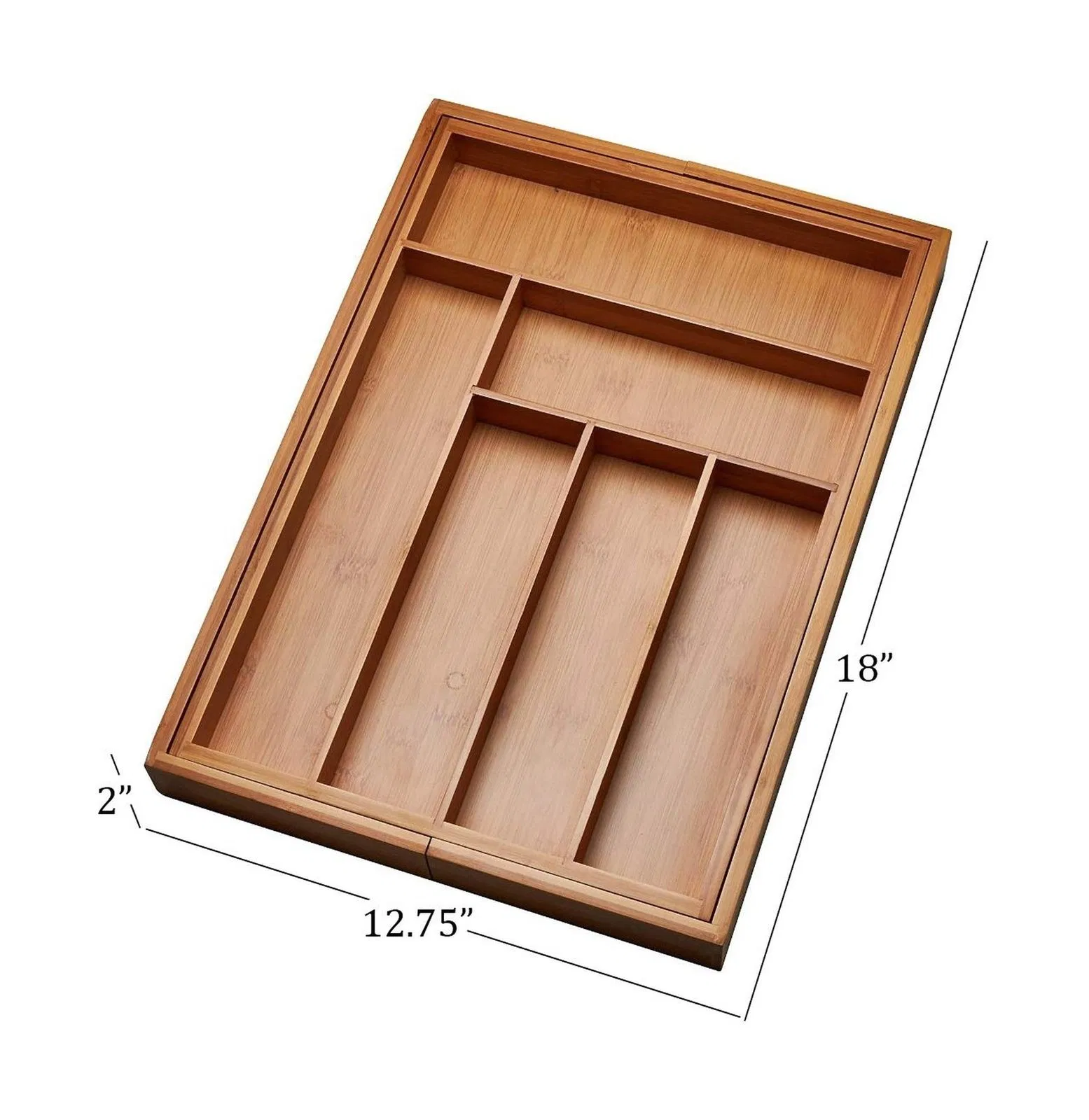 Premium Bamboo Flatware Organizer Tray for Kitchen Cutlery