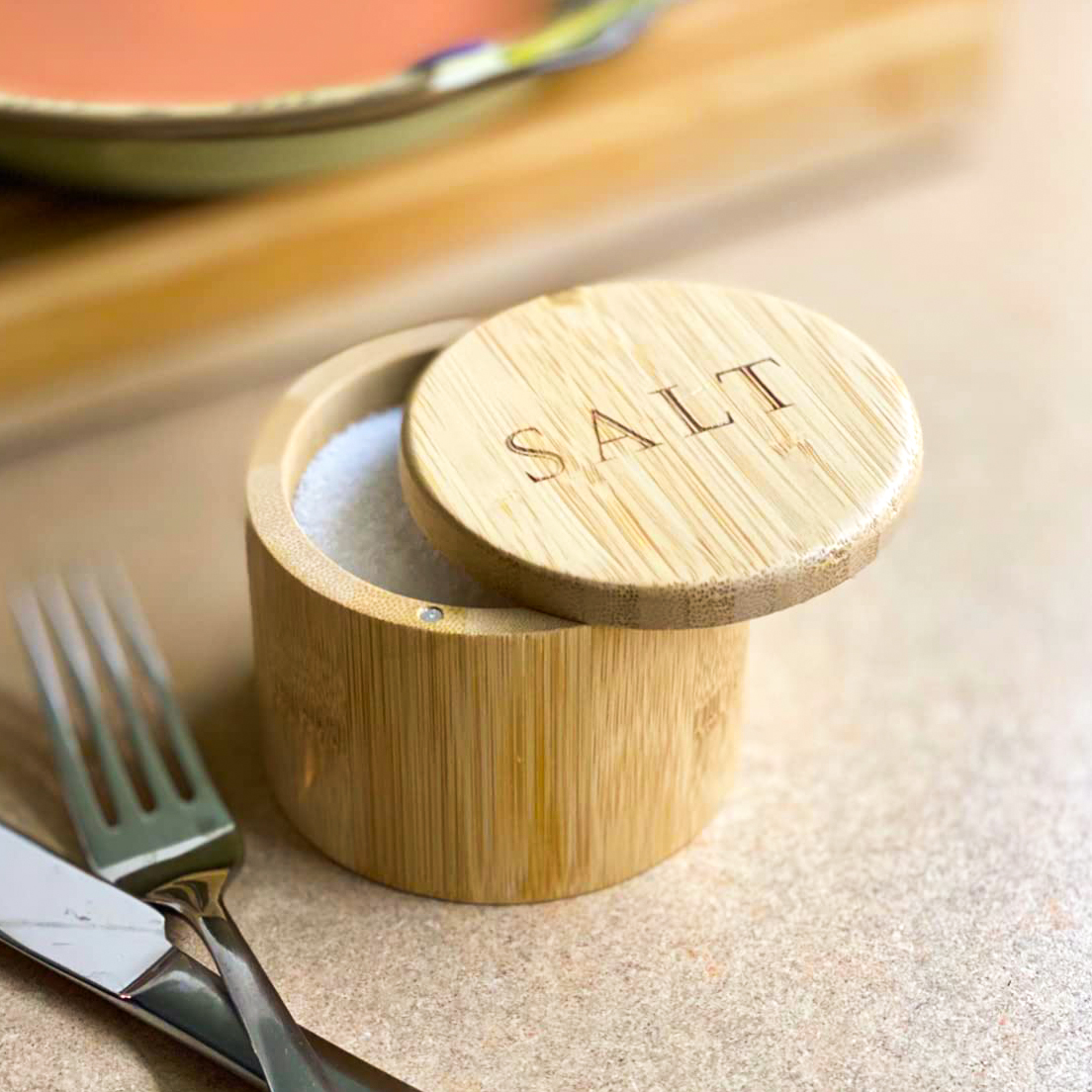 Manufacturers Custom Logo Eco Friendly Bamboo Wooden Bath Salt Cellar Box Container Jar With Spoon