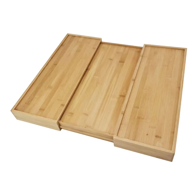 Expandable Cutlery Drawer Organizer Tray Adjustable Wooden Separate Storage for Kitchen