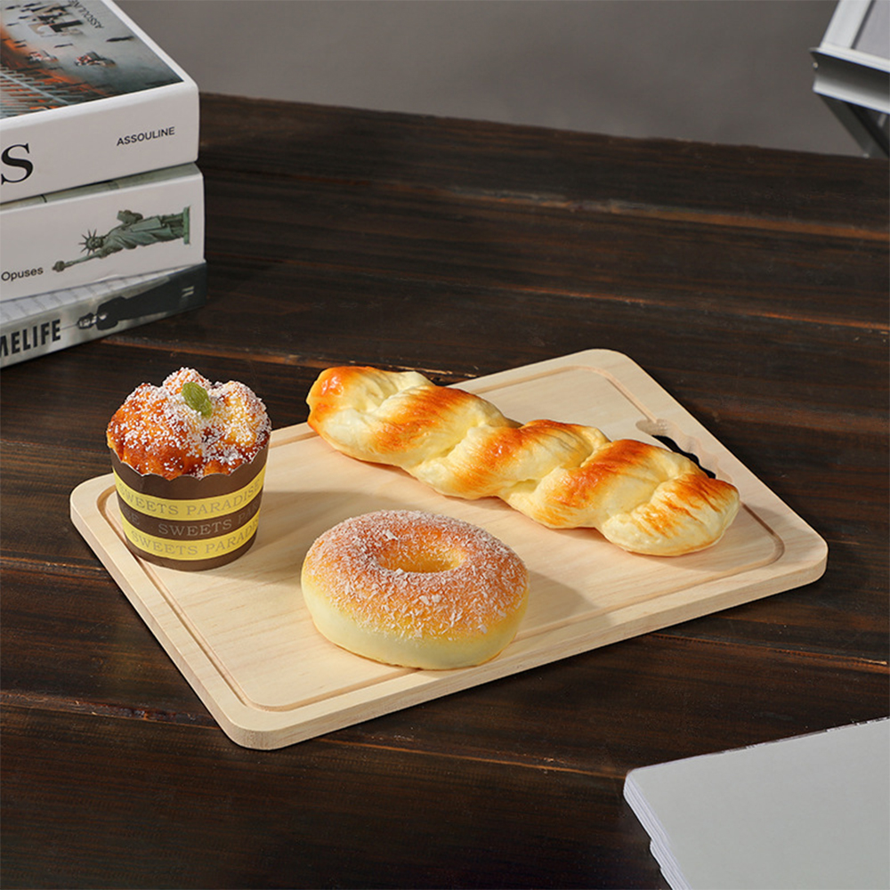 Bamboo Cutting Board Wood Serving Board Kitchen Chopping Blocks with Handle and Juice Groove